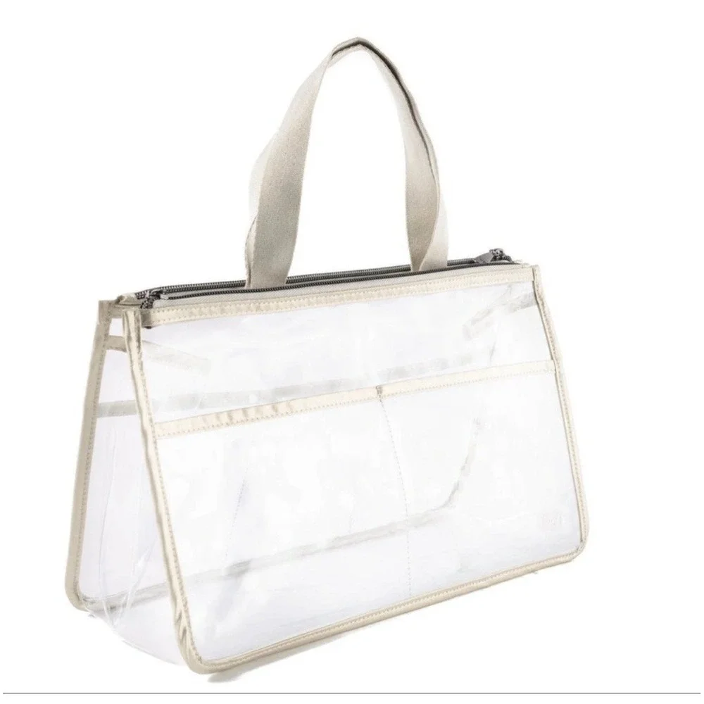 NWT Lug Catcher Clearview Cosmetic Tote Bag Metallic Champagne (Gold) Travel - Picture 6 of 8